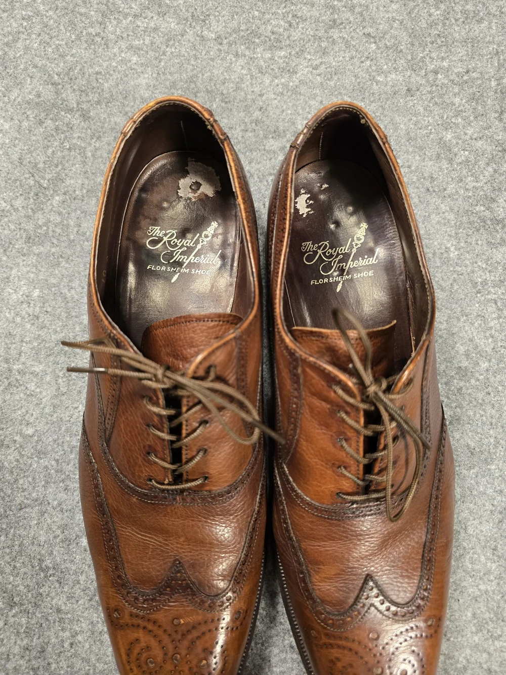 The Royal Imperial Florsheim Shoe Classic Brown Wingtip Leather Dress Shoes